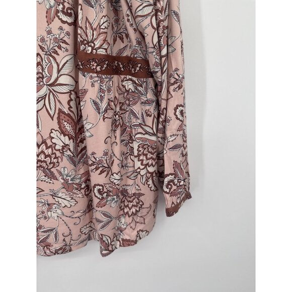 J. Jill Womens Floral Print Boho Tunic Top size 2X plus Pink  Brown Rayon - Picture 4 of 8